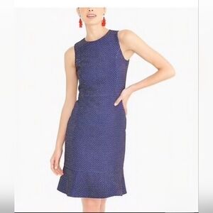 J. Crew Blue‎ / Purple Polka Dot Flounce Hem Sheath Dress Size 00 Sleeveless